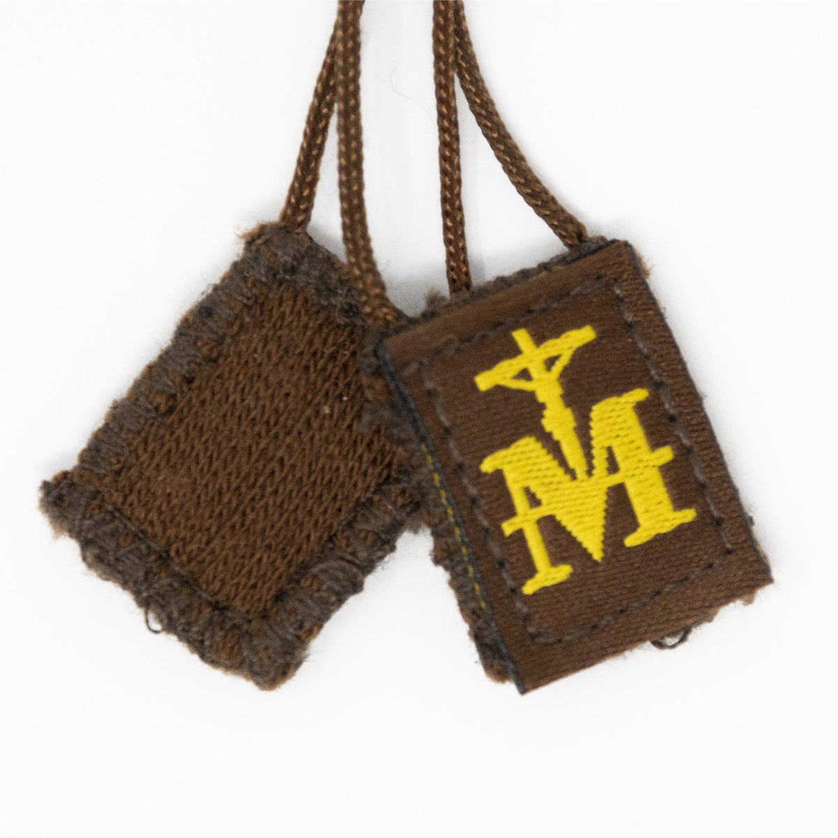 Premium Brown Scapular, Brown & Gold (Mini) - scapulars.com®