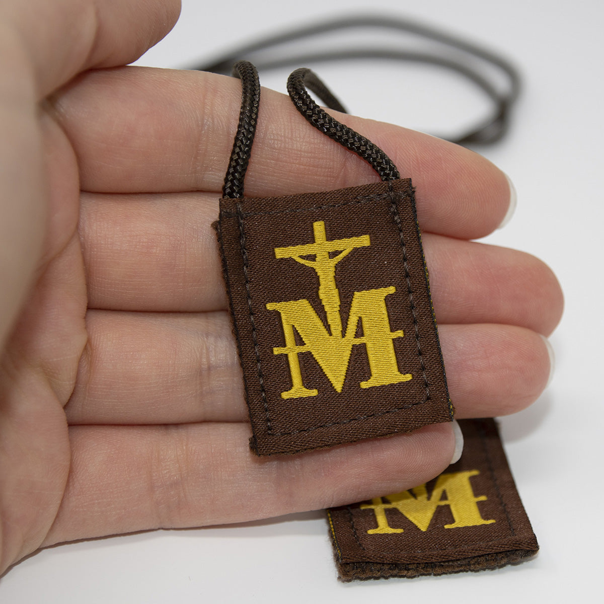 Premium Brown Scapular, Brown & Gold - scapulars.com®