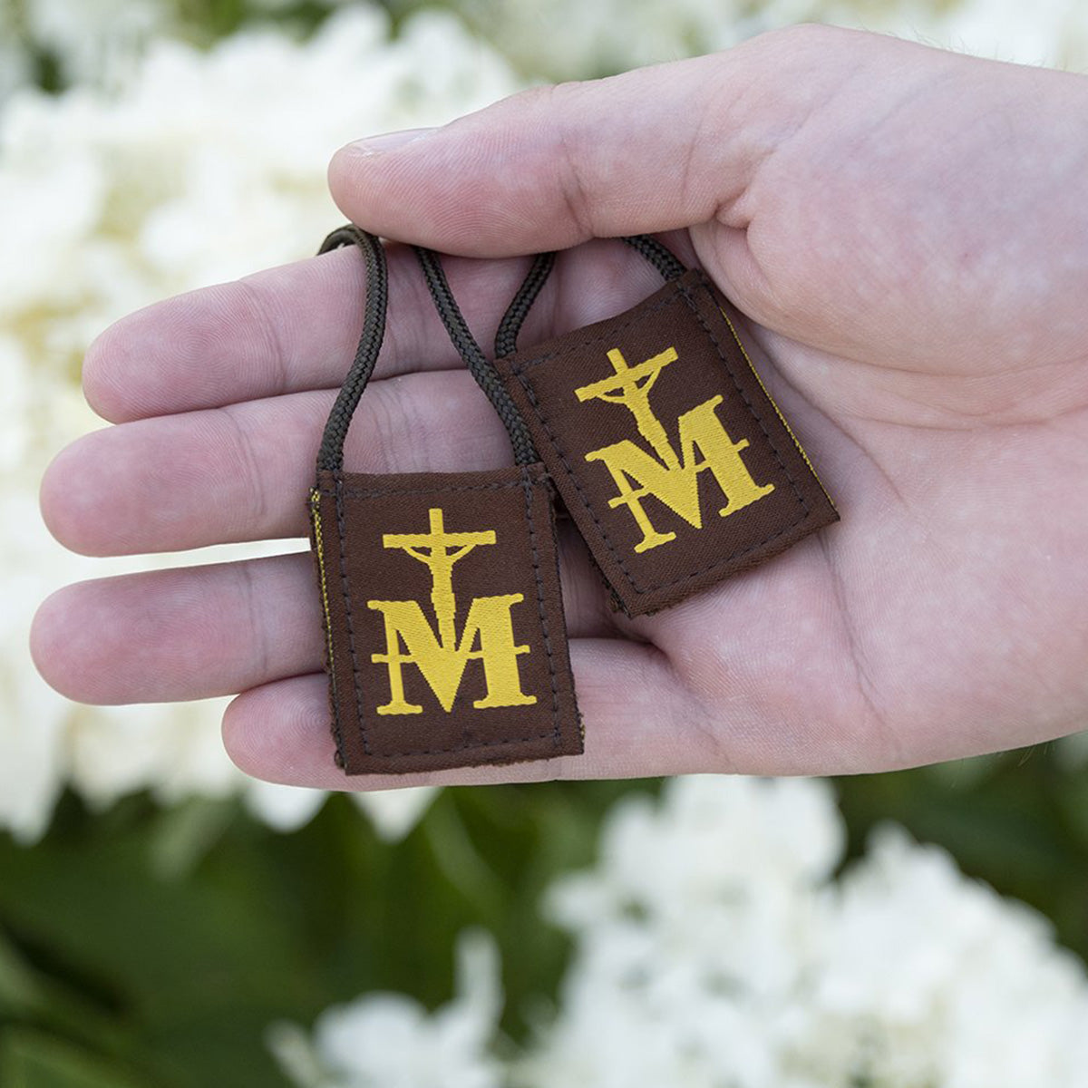 Premium Brown Scapular, Brown & Gold - scapulars.com®