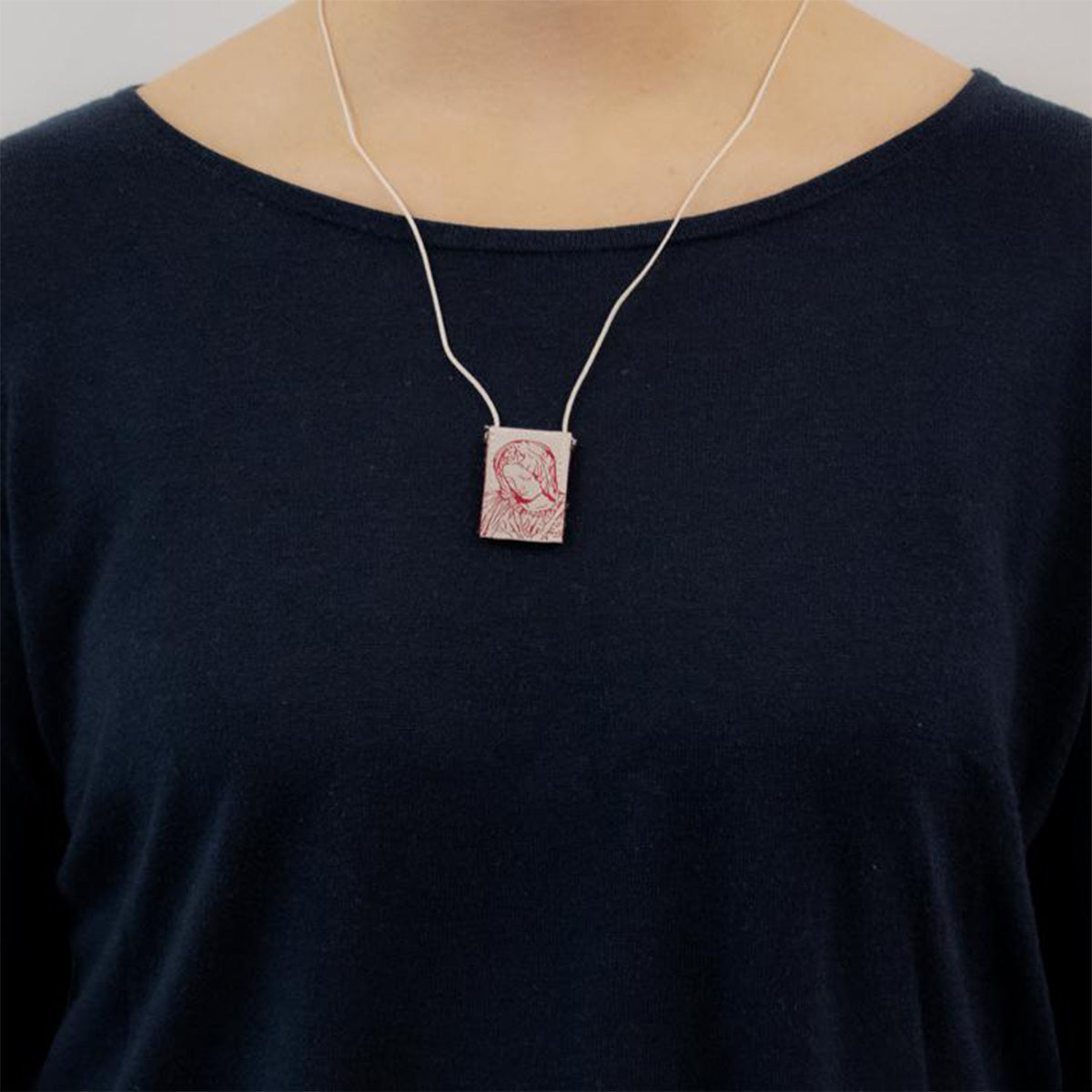 Premium Brown Scapular, Cream & Rose Pietà - scapulars.com®